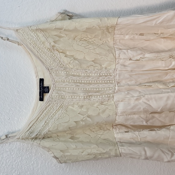 American Eagle Outfitters Ivory Lace Handkerchief Hem Dress - Picture 2 of 8